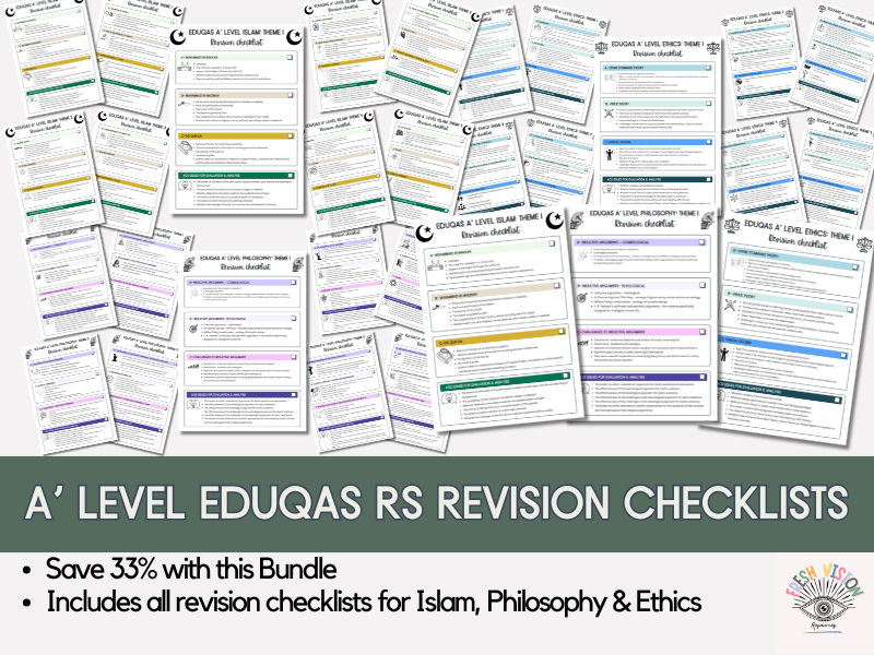 Eduqas A' Level  Revision Checklists Islam, Philosophy & Ethics