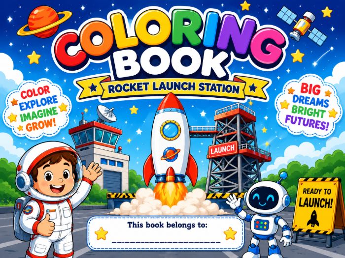 Rocket Launch Coloring Book for Kindergarten to 3rd Grade | Space & Astronaut Coloring Pages