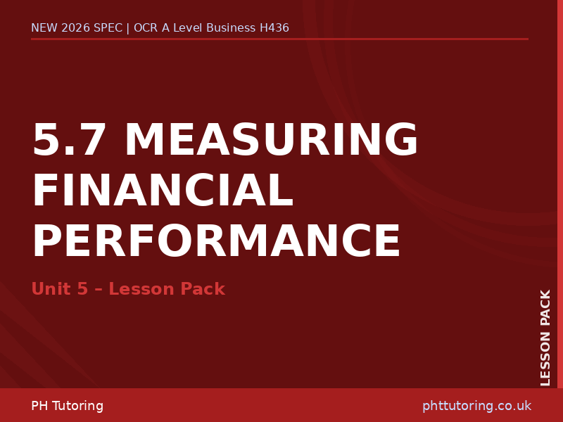 NEW 2026 OCR A Level Business H436 – 5.7 Measuring Financial Performance – LESSON PACK