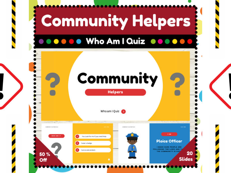 Who Am I ? Community Helpers Jobs PowerPoint & Google Slides Guessing Game