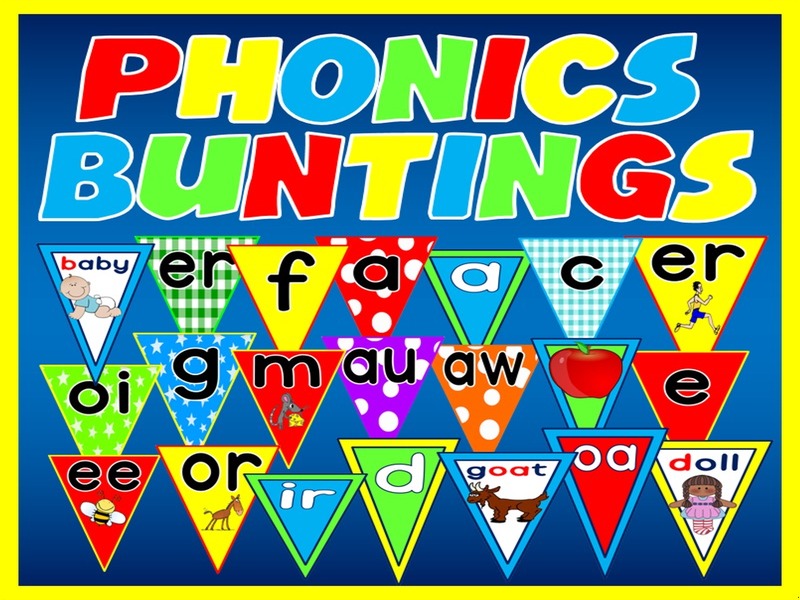 700 PHONICS BUNTINGS - DISPLAY  LETTERS SOUNDS ALPHABET EARLY YEARS KEY STAGE 1