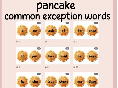 Pancake- Year 1 common exception words- continous provision