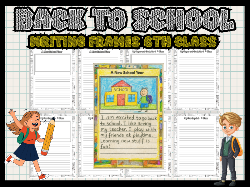 BW - Back to School Writing Frames 6th Grade | First Day Reflections & Goal Setting