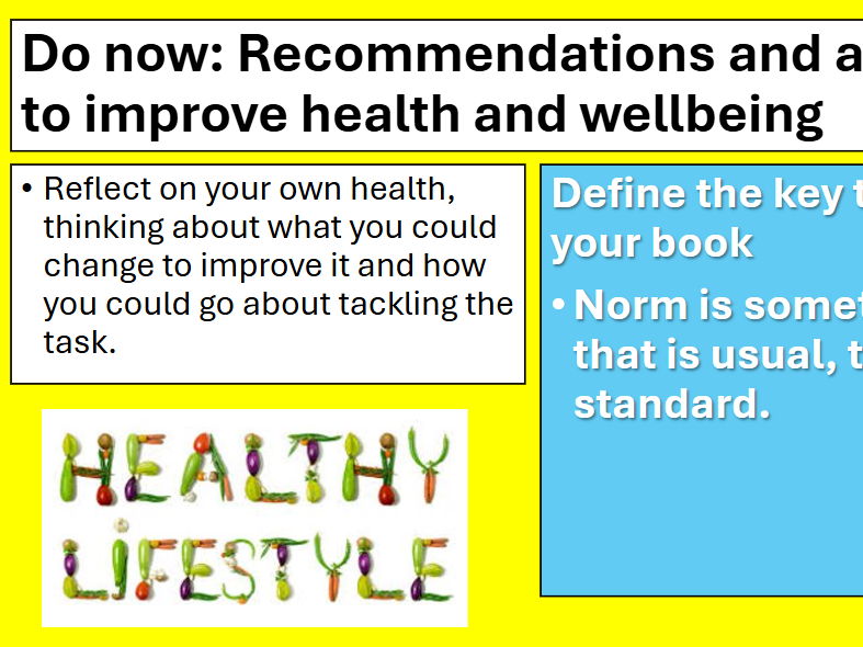 BTEC TECH AWARD Component 3 Health and Wellbeing Health & Social Care LOC LESSON3