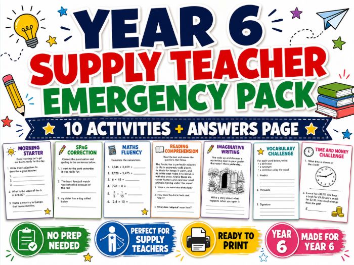 Year 6 Supply Teacher Emergency Pack