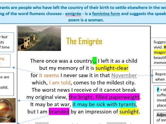 The Emigree Fully Annotated GCSE Poem 7+