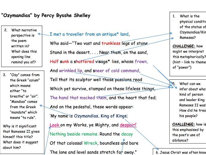 Ozymandias Poem Structure Analysis Form Example Download