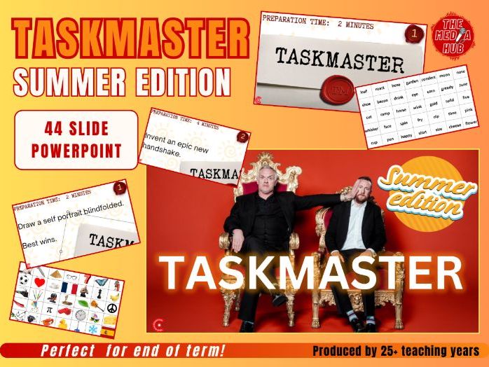 Taskmaster | PowerPoint | 30 x Fun Classroom Games |  No-Prep |  Summer  | Halloween  | KS2 KS3 KS4