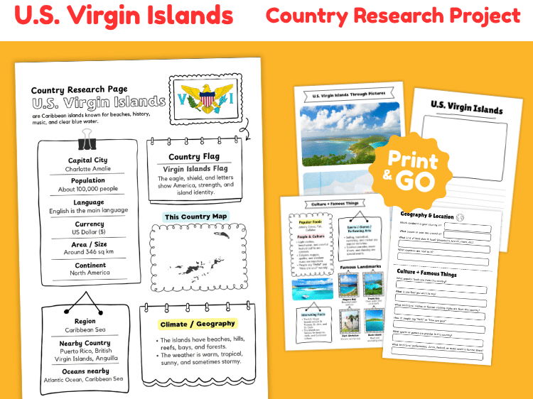 U.S. Virgin Islands Research Project | US Territory Geography Worksheets