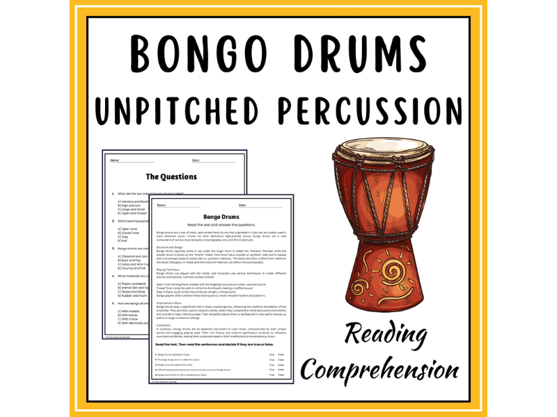 Unpitched Percussion Reading Comprehension Passages & Questions ...