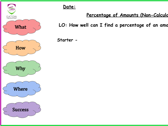 Primary - Percentage of Amounts (Non-Calculator)