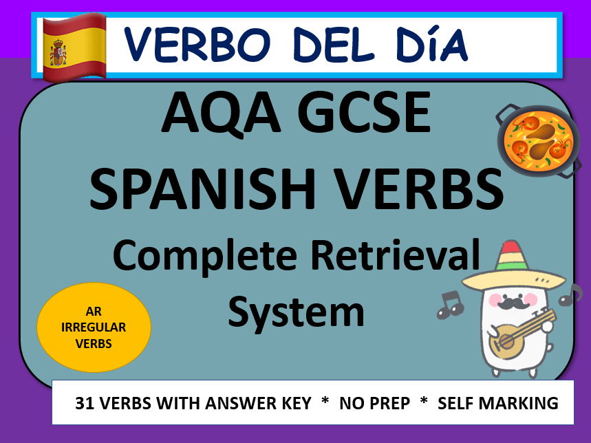 AQA GCSE Spanish Verbo del Día – Irregular AR Verbs | Retrieval Practice Pack