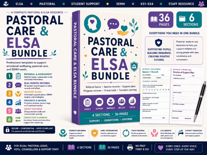 Pastoral Care & ELSA Bundle | Referral Forms, Session Records & SEMH Support Plans
