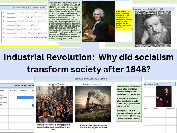 KS3 History Industrial Revolution Lesson  - How Socialism Changed Society After 1848
