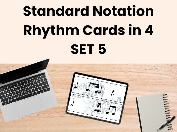 Standard Notation Rhythm Cards in 4 - SET 5