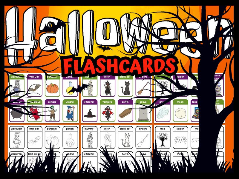 Halloween Vocabulary Flashcards | Spooky Word Cards for ESL, ELA