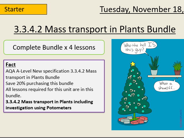 AQA A-Level New specification -3.3.4.2 Mass transport in Plants Complete Bundle