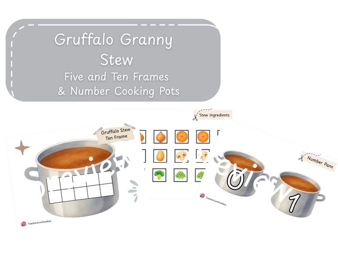 Gruffalo Granny Stew Five and Tens Frame & Number Pans