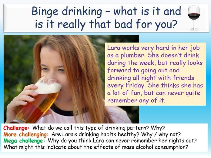 Alcohol - Binge Drinking PSHE