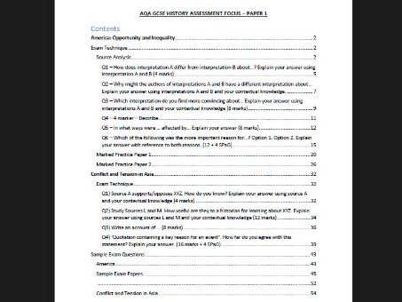 AQA GCSE History Paper 1 Exam Technique (America Opportunity & Inequality/Conflict & Tension in Asia