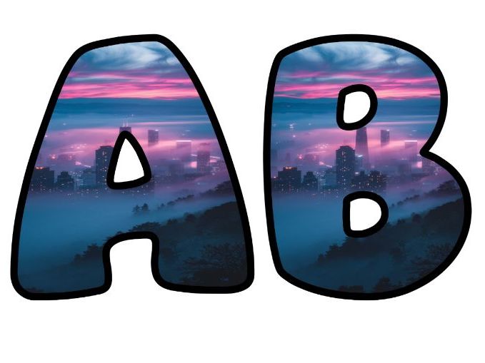 City Sky Skyline Classroom Display | Lettering Set | Upper & Lowercase, 0-9 and Signs