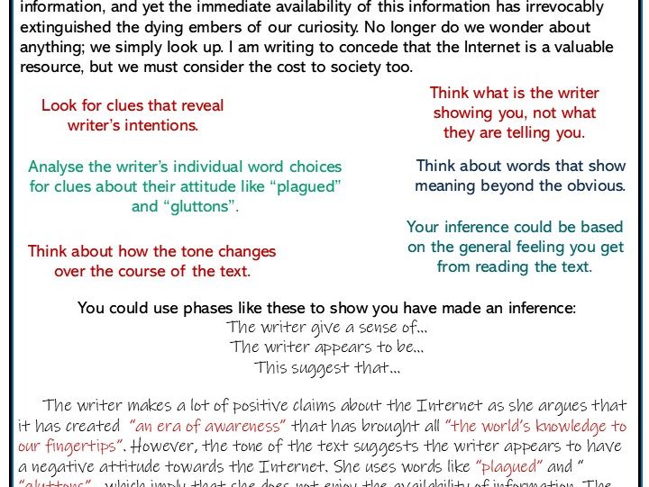 How to analyse text using inference and clues.