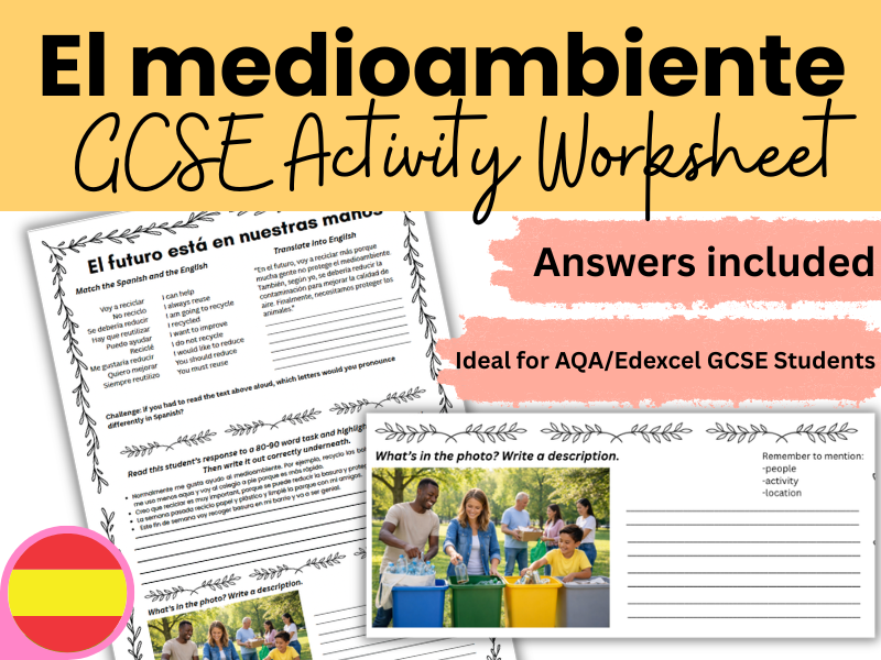 Spanish AQA/Edexcel GCSE - El medioambiente - Environment Activity Worksheet