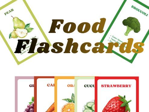 Food Flash Cards | Fruits & Vegetables | Vocabulary | Preschool & Kindergarten