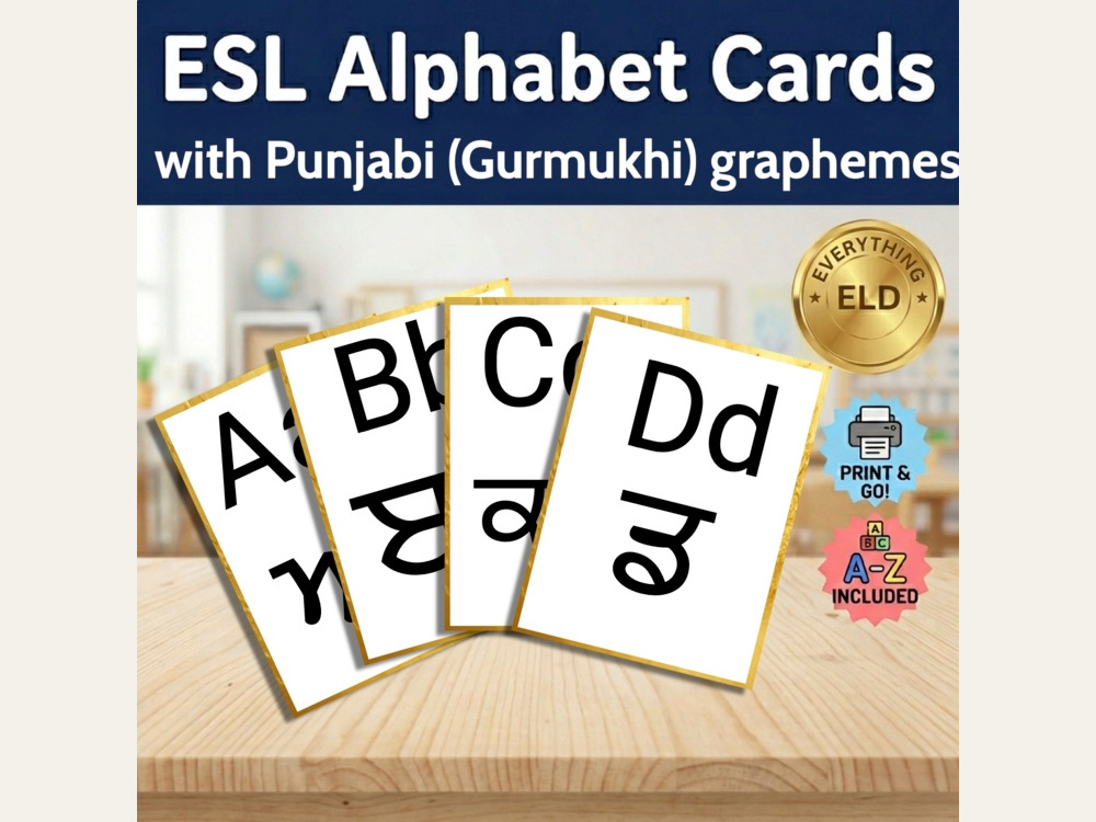 Punjabi-English EAL Alphabet Letter Cards