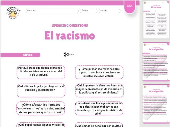 AS/A Level Spanish Speaking Cards: El Racismo