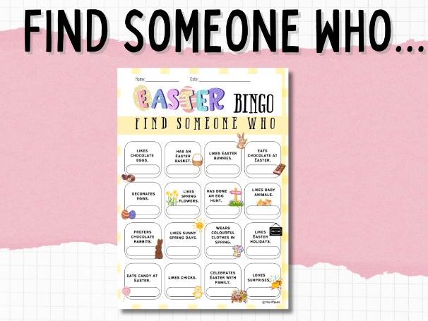 Find Someone Who… Easter Bingo | ESL Speaking Activity | Spring Oral Communication Game