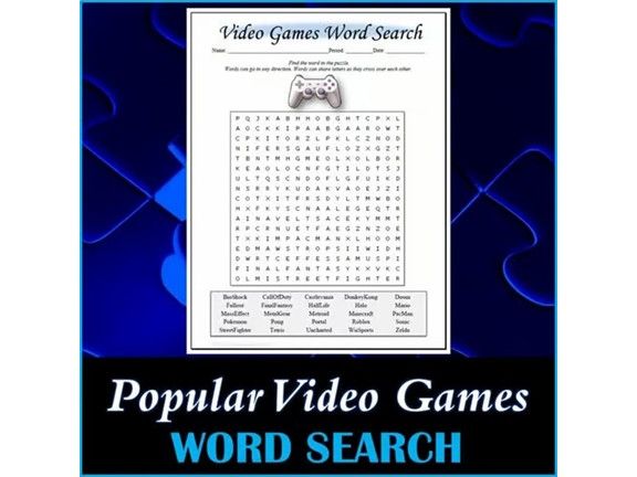 Popular Video Games Word Search Puzzle
