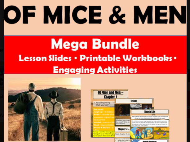 Of Mice and Men GCSE English Literature Unit - John Steinbeck Novel Study - Complete Scheme of Work