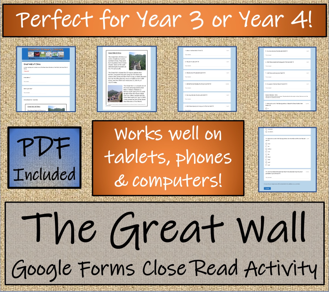 LKS2 Great Wall of China Reading Comprehension & Distance Learning