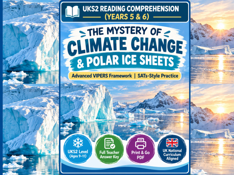 UKS2 Reading Comprehension: The Mystery of Climate Change & Polar Ice Sheets | Years 5 & 6