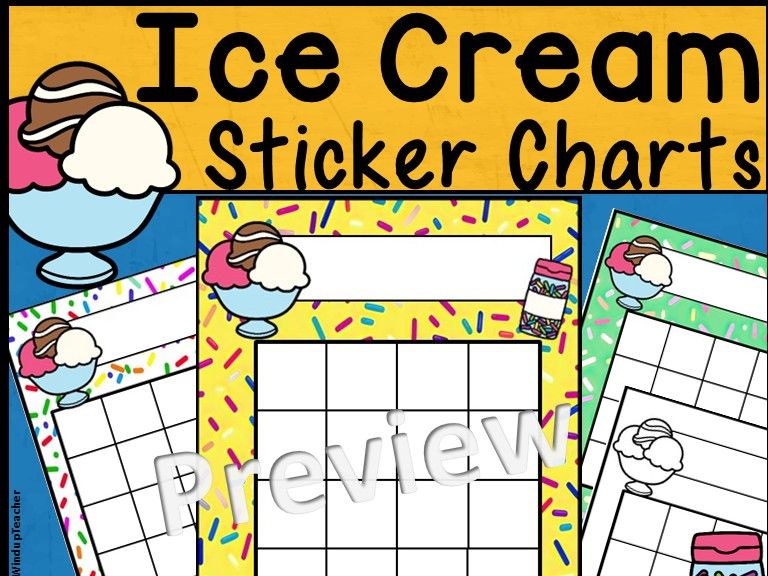 Ice Cream Sticker Charts Printable Reading Incentive Reward Reproducibles