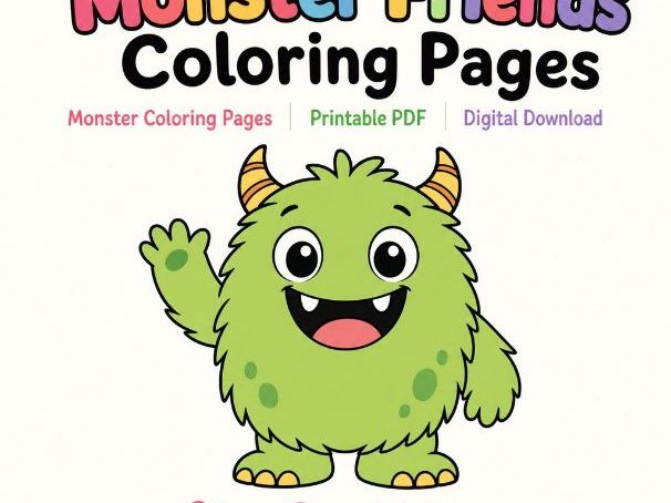 Monster Friends Coloring Pages | Monster Coloring Pages | Printable PDF | Digital Download