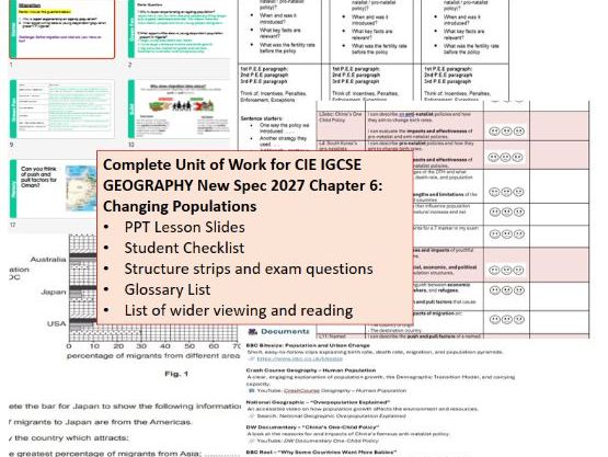 Complete SOW CIE IGCSE GEOGRAPHY New Spec 2027 Changing Populations​