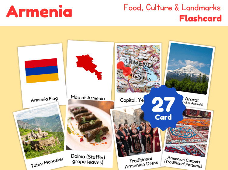 Armenia Geography Flashcards | 27 Printable Country Study Cards