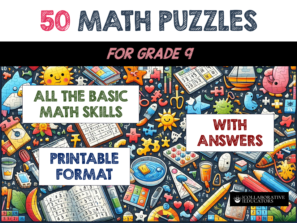 50 Math Puzzles For Grade 9 Teaching Resources