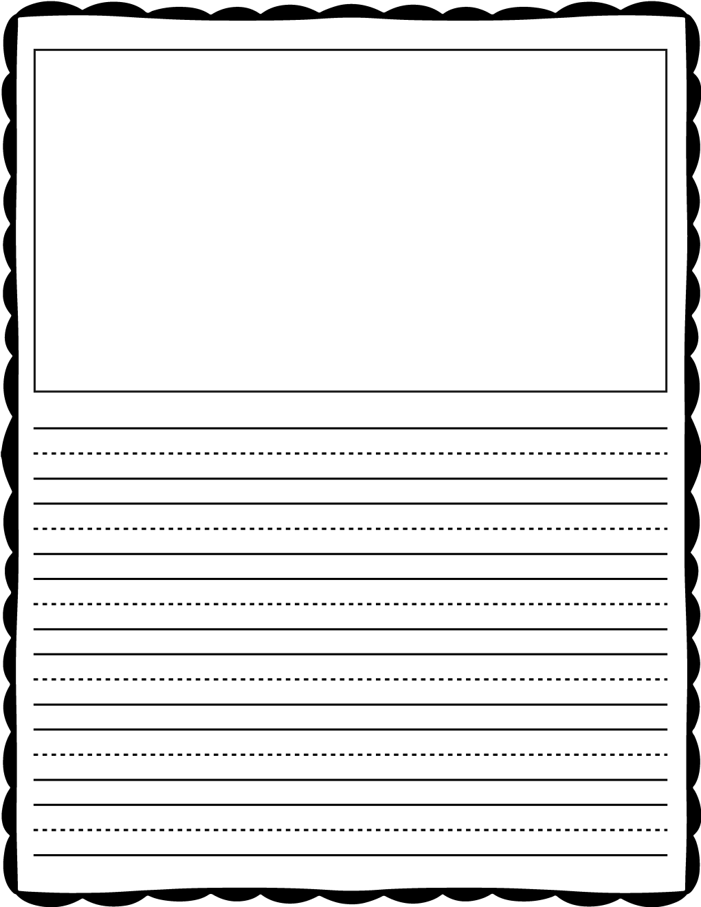 Primary Dotted Lined Writing Paper with Borders &amp; Picture Boxes - 20 ...