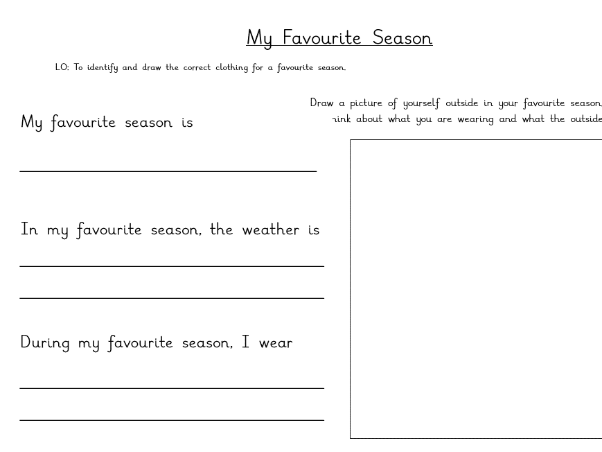 My Favourite Season Science worksheet