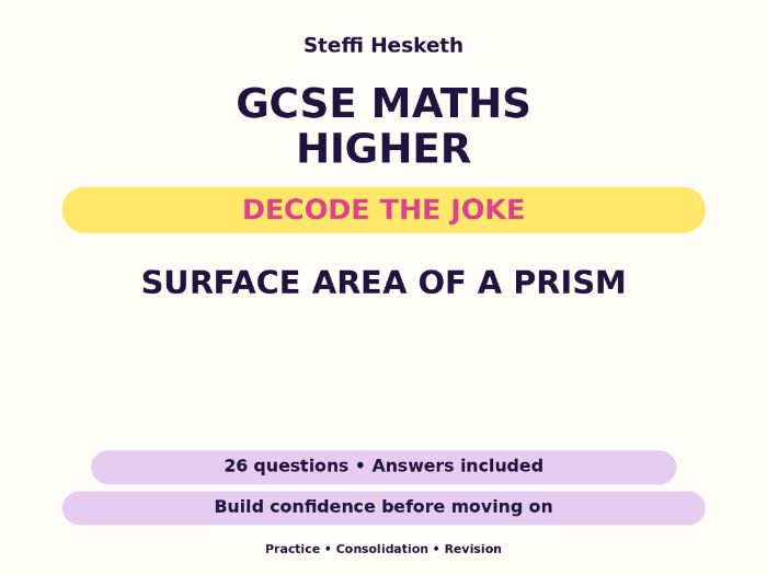 Surface Area of a Prism | GCSE Decode the Joke + Answers