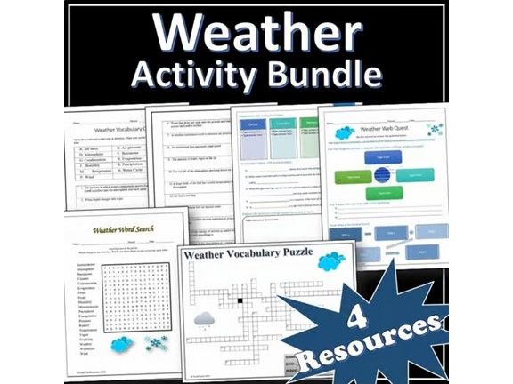 Weather Activity Bundle | Science Webquests | Puzzles | EDITABLE