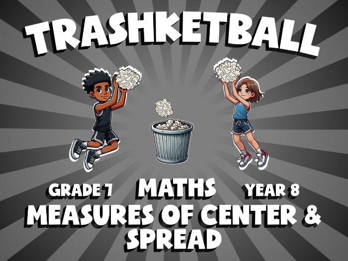 Measures of Center & Spread TRASHKETBALL Maths Game | No-Prep Year 8 Review Activity