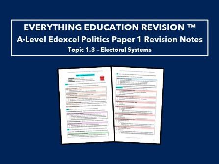 A-Level Edexcel Politics Revision Notes for Topic 1.3 – Electoral Systems