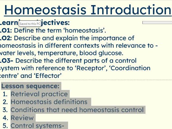 Homeostasis Introduction (AQA GCSE)