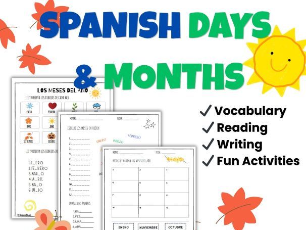 Spanish Months of the Year Worksheets. Los Meses del Año A1 Activities & No Prep