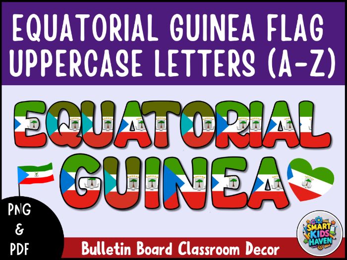 Equatorial Guinea Flag Bulletin Board Letters Uppercase Alphabet A-Z Class Decor