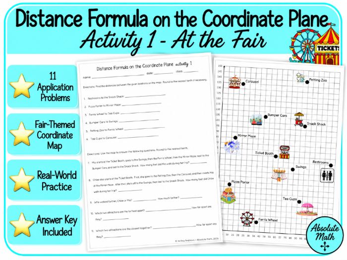 Distance Formula on the Coordinate Plane Activity 1 - At the Fair
